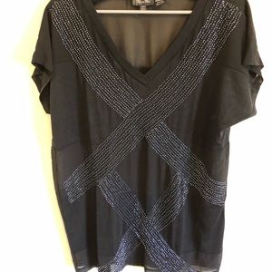 Miss me beaded sheer panel top large